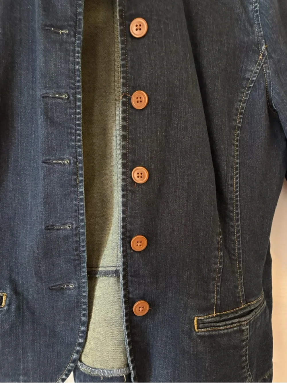 Dark Indigo Denim Jacket with Button Front - Picture 3 of 4